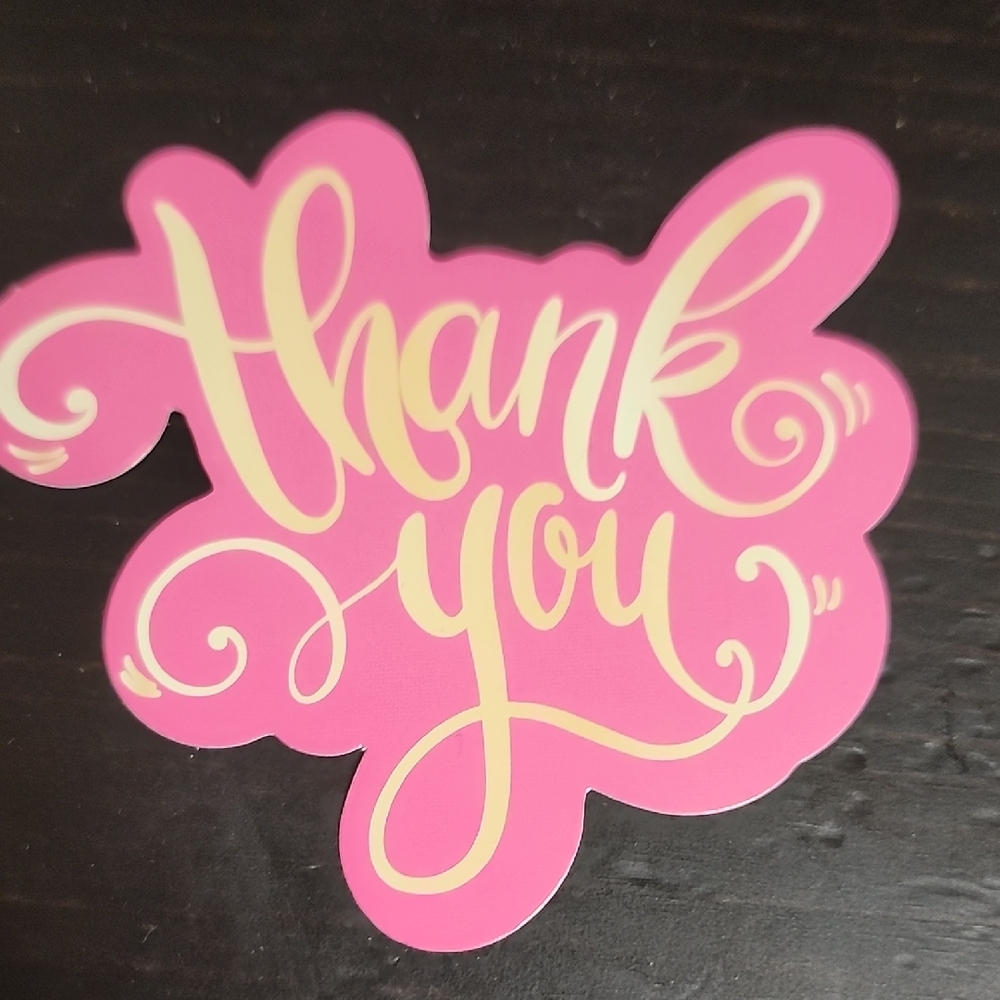 Pink and Cream Thank You Sticker